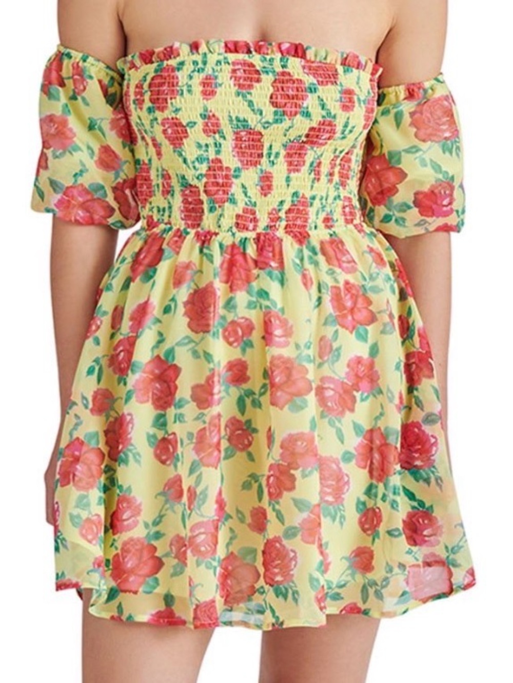 Betsey Johnson | Women’s Puff Sleeve Babydoll Mini Dress | Yellow | XL/16 | NWT